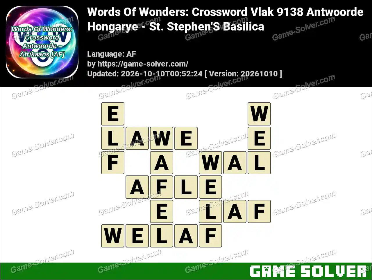 Words Of Wonders: Crossword Vlak 9138 Antwoorde – Hongarye – St. Stephen’S Basilica